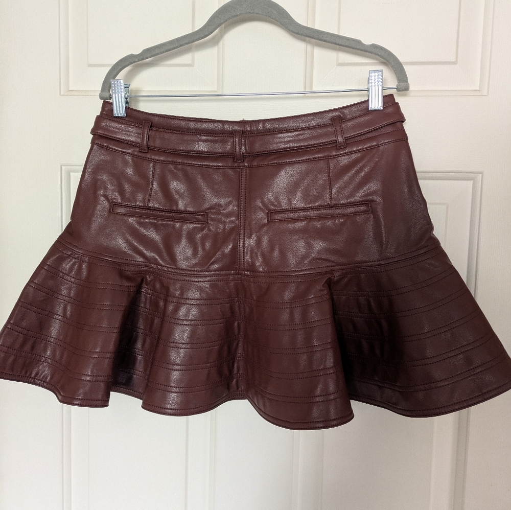 ANTHROPOLOGIE Burgundy Leather Skirt NWT! ♥️ - Picture 5 of 11